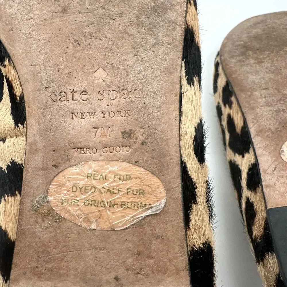 Kate‎ Spade Sutten Ball Flats Leopard Calf Hair Fur Gold Ball 7